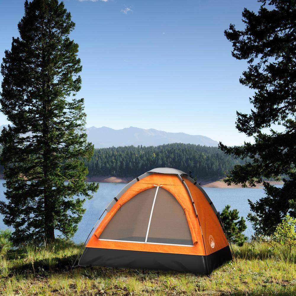 2-Person Dome Tent- Rain Fly & Carry Bag- Easy Set Up-Great for Camping Backpacking Hiking & Outdoor Music Festivals by Wakeman Outdoors (Orange)