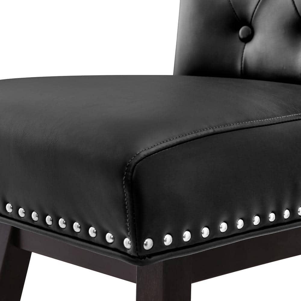 Dycanpo 26'' Swivel Bar Stools Set of 2, Upholstered Barstool with Footrest for Kitchen,Black-Faux Leather