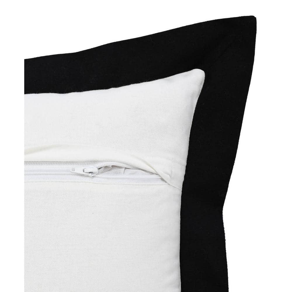 Empire White /Black Border Soft Poly-Fill 14 in. x 36 in. Indoor Throw Pillow