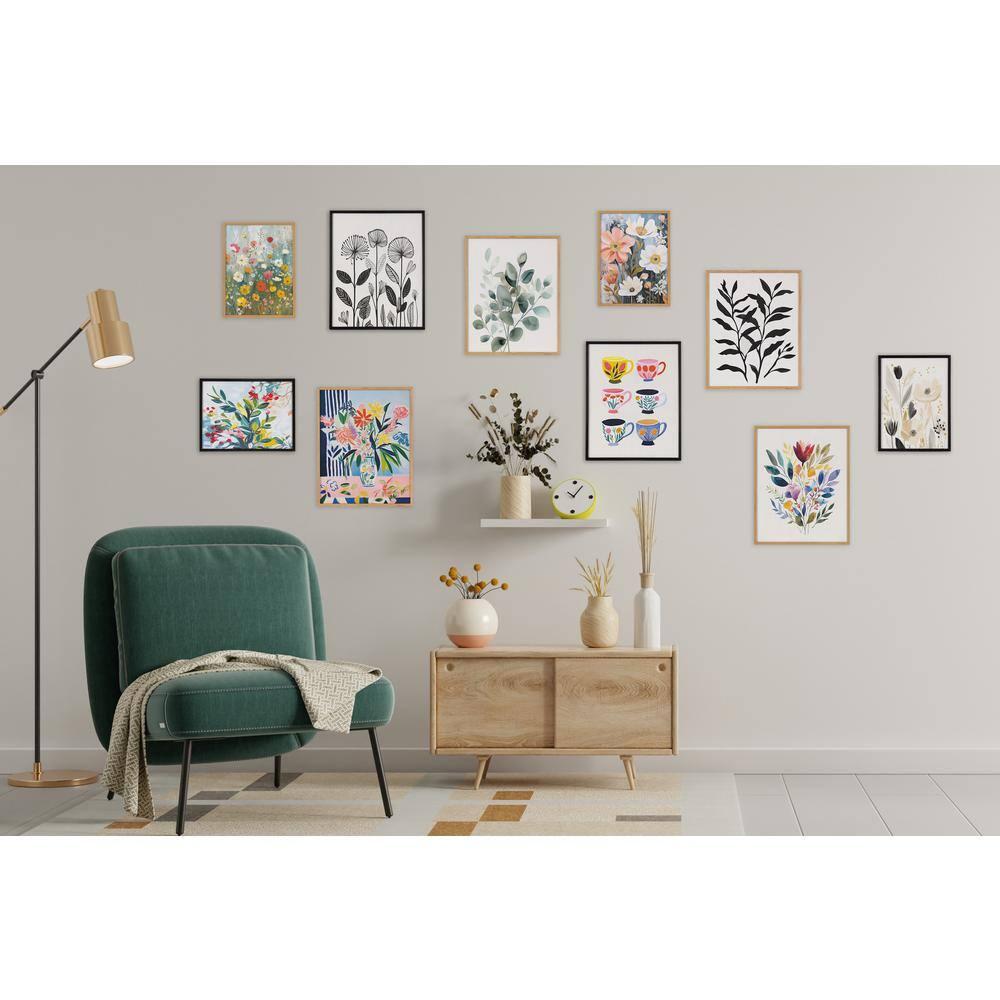 Kate & Laurel All Things Decor 12"x16" Gallery Jewel Tone Botanical Watercolor Bouquet Print by The Creative Bunch Studio Black