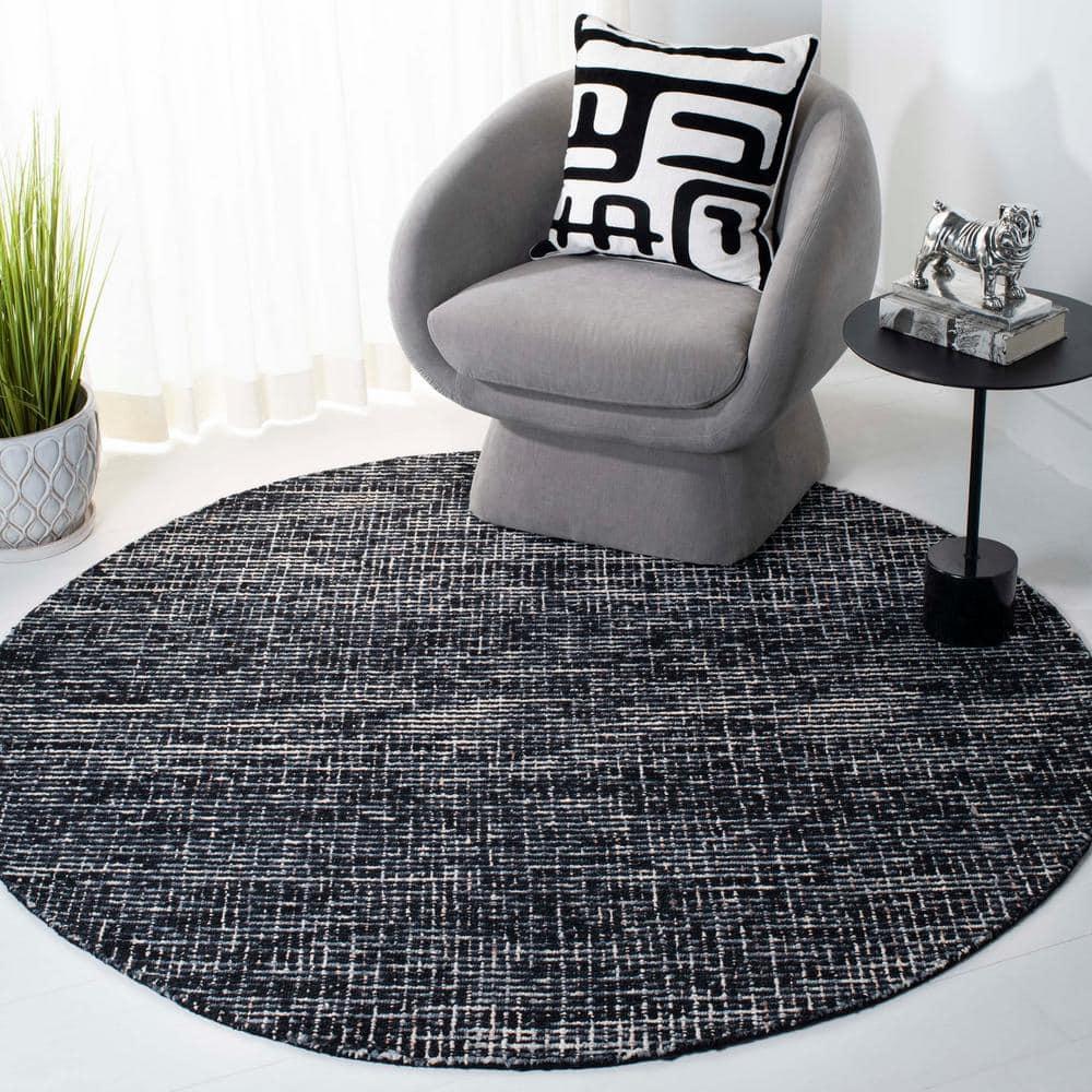 Abstract ABT468 Handmade Indoor Area Rug - Black/Grey - 6' Round - Safavieh