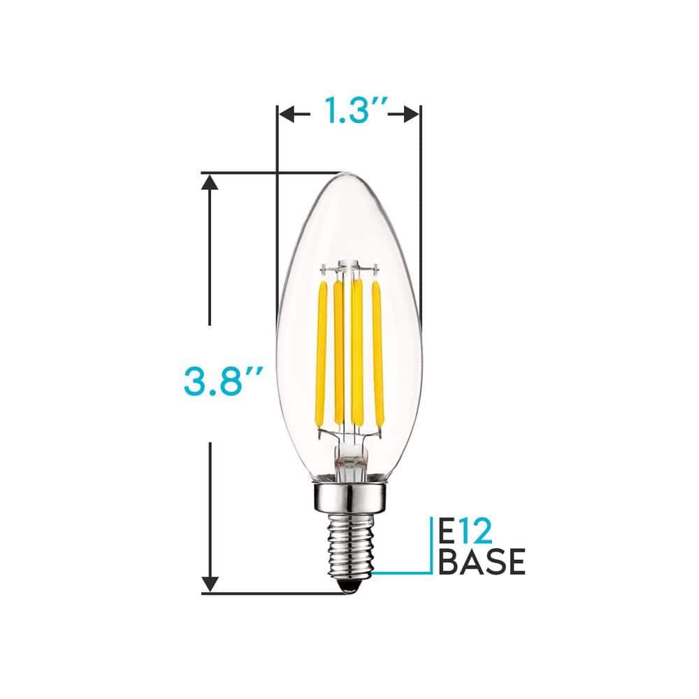 5 Watt (60 Watt Equivalent), B11 LED, Dimmable, Natural White (3500K), E12/Candelabra Base