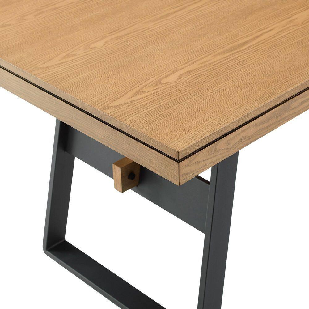 Ash Metal Base Dining Table