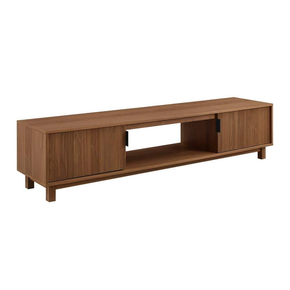 Mocha 70" Modern Fluted-Door TV Stand with Cabinet