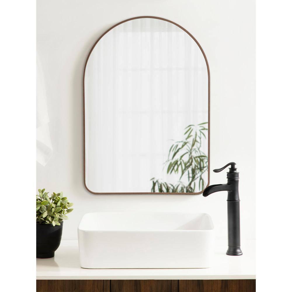 Kate and Laurel Zayda Metal Arch Mirror, 20x28, Walnut Brown