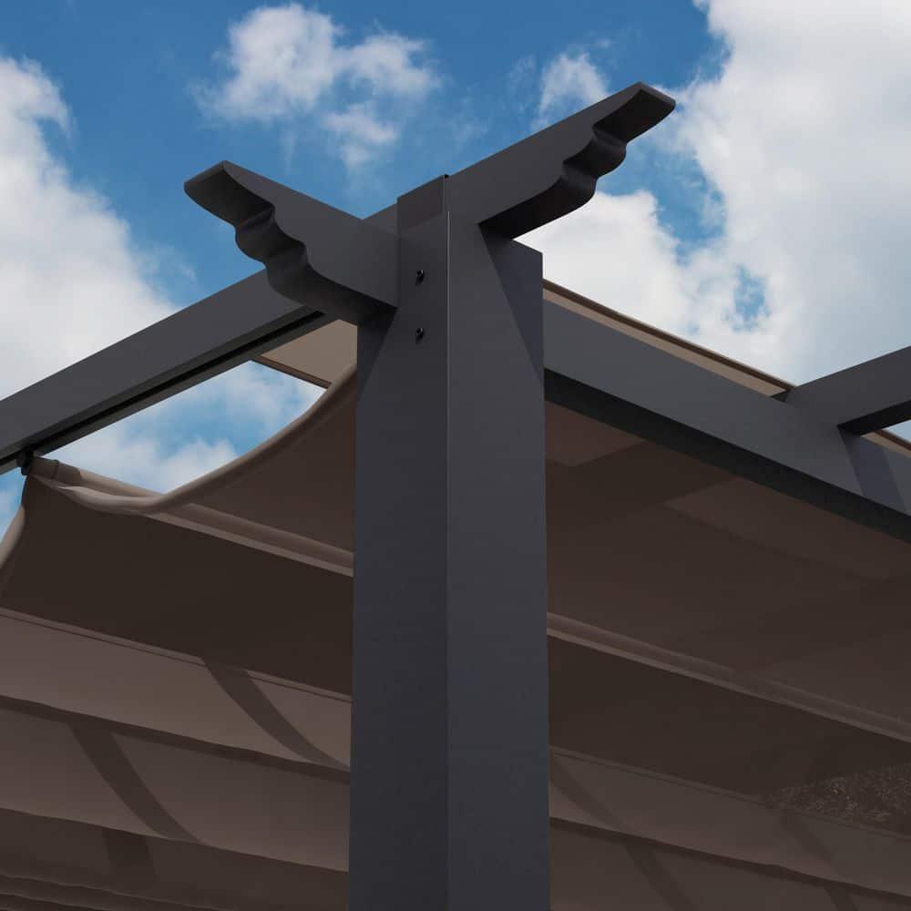 Paragon-Outdoor Florence 11 ft. x 11 ft. Aluminum Pergola in Gray Powder-Coated Finish with Adjustable Canopy