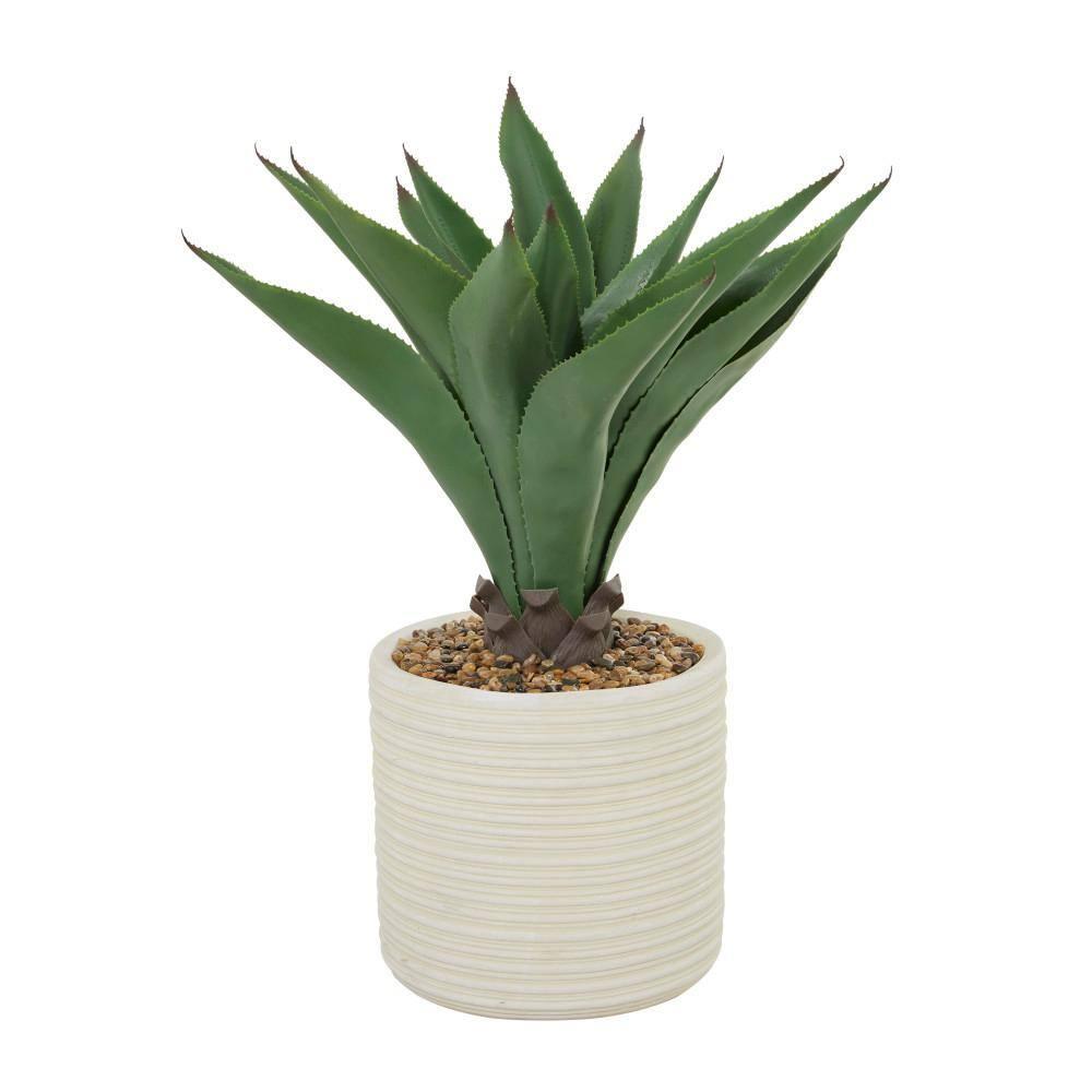 DecMode 31" Artificial Agave Plant in Realistic Leaves and Beige Ceramic Pot