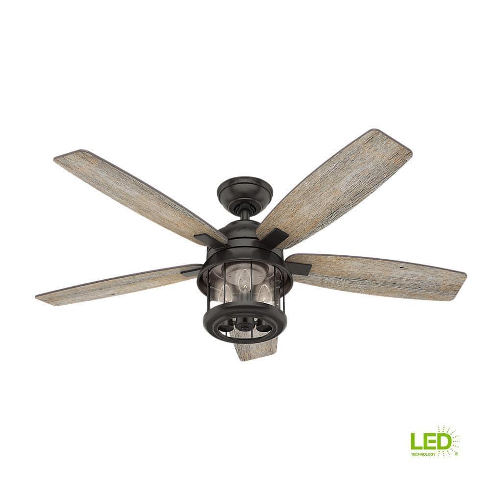 Hunter Fan 52" Coral Bay 5 - Blade Outdoor Standard Ceiling Fan with Remote Control and Light Kit Included