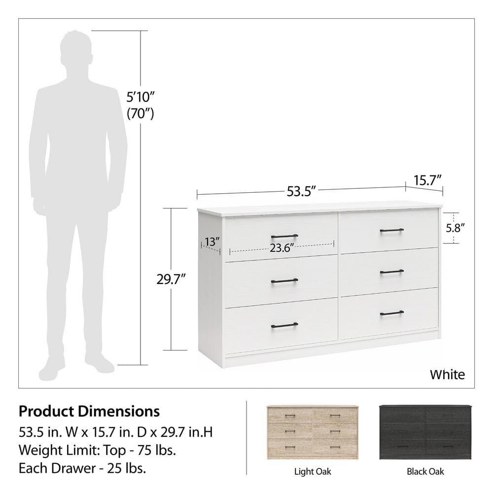 Ameriwood Home BrEZ Build Collection Pearce Wide 6 Drawer Dresser, Black Oak