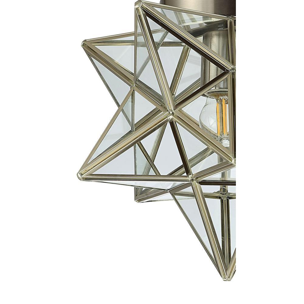 Stella 12" Moravian Star Metal/Glass LED Flush Mount, Nickel