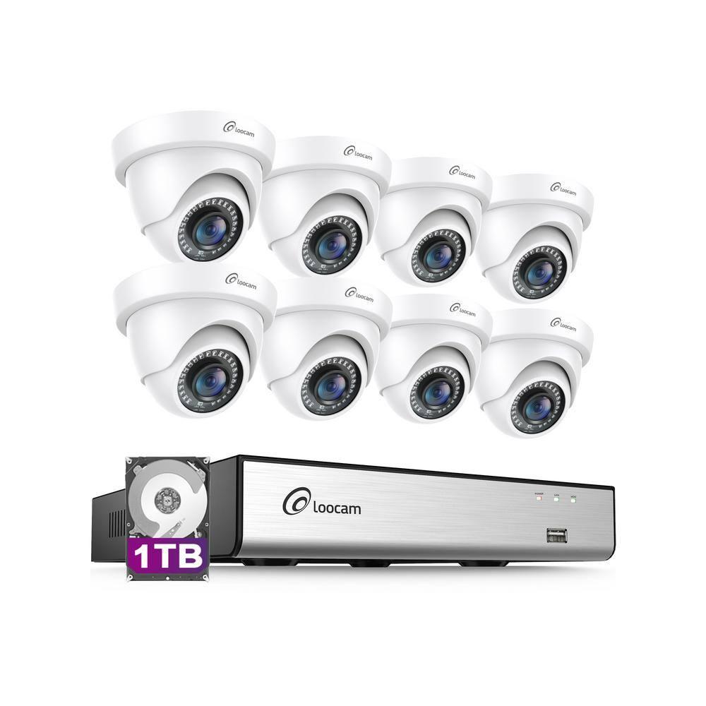 Security Camera System Outdoor with AI Human/Vehicle Detection, 2MP HD 1920TVL Wired CCTV Surveillance Camera System, H.265+ 8CH DVR & 1TB Hard Drive, Smart Playback, Remote Access, Email Alert