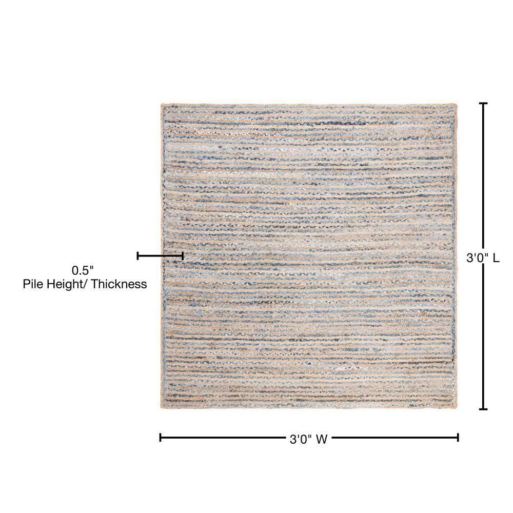 Cape Cod CAP250 Hand Woven Area Rug - Natural/Blue - 3'x3' - Safavieh.