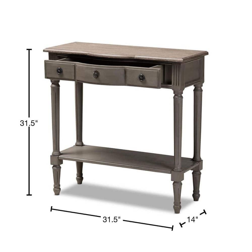 Baxton Studio Noelle Contemporary Wood 3-Drawer Console Table in Gray