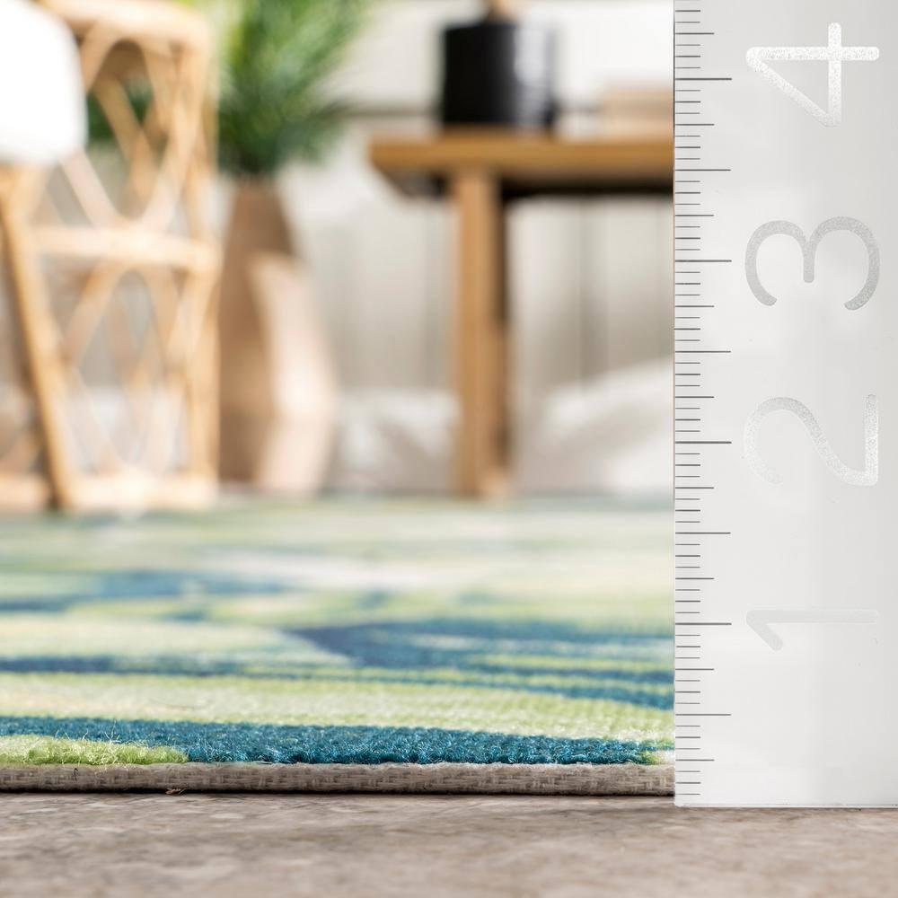 Nuloom Lisa Floral & Paisley 8x10 Indoor/Outdoor Area Rug for Living Room Patio Deck Front Porch Kitchen, Green Multicolor/Ivory