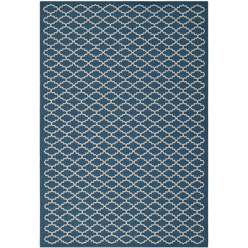 Courtyard CY6919 Power Loomed Indoor and Outdoor Area Rug - Navy/Beige - 4'x5'7" - Safavieh