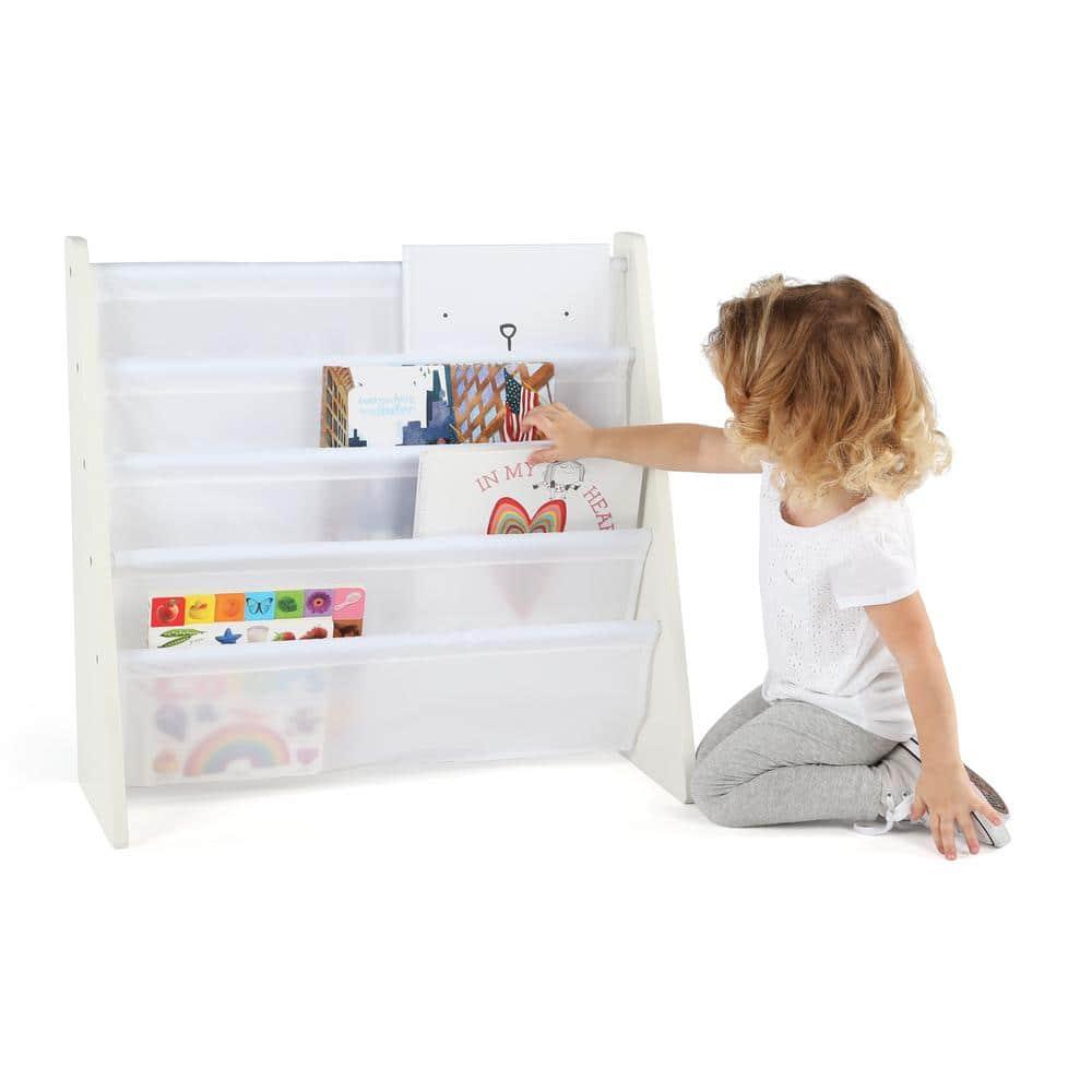 Kids' Book Rack Cambridge Collection White - Humble Crew: Toddler Decorative Bookshelf, 4 Shelves, MDF Material