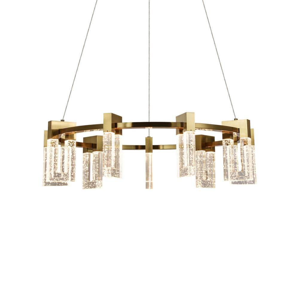 Sorrento 27-in Ring 9-Light Height Adjustable ETL Certified Integrated LED Circular Chandelier