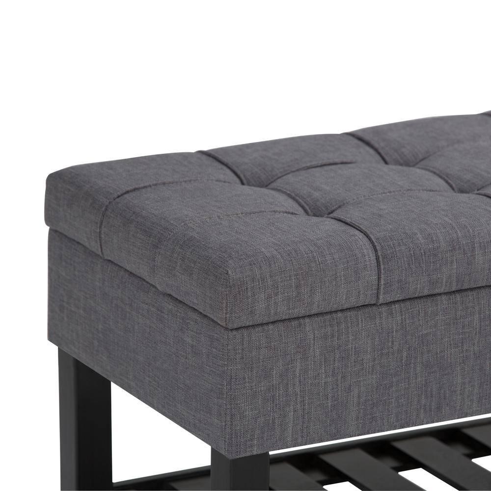 Simpli Home Saxon 43"W Tufted Transitional Storage Ottoman Bench with with Lift-Top Lid