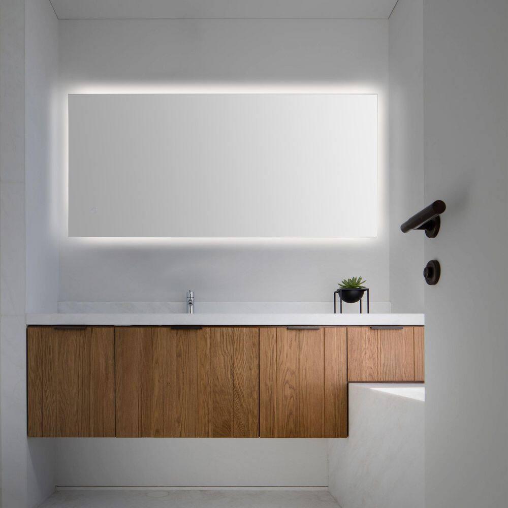 Nora 48" x 22" Rectangular Frameless Anti-Fog Aluminum Back-lit Tri-color LED Bathroom Vanity Mirror with Smart Touch Control - JONATHAN Y