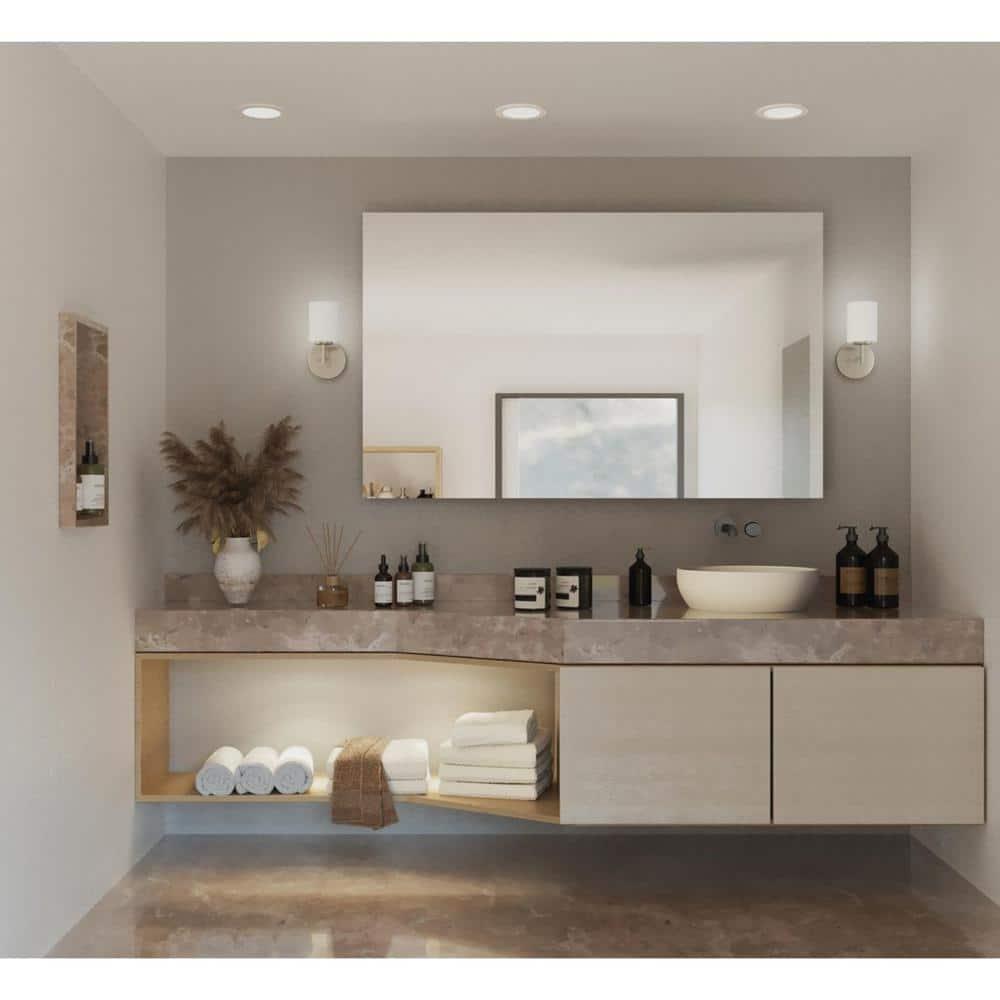 Progress Lighting Replay 1-Light Bath & Vanity, Brushed Nickel, Porcelain, Up/Down Mounting, Shade Included