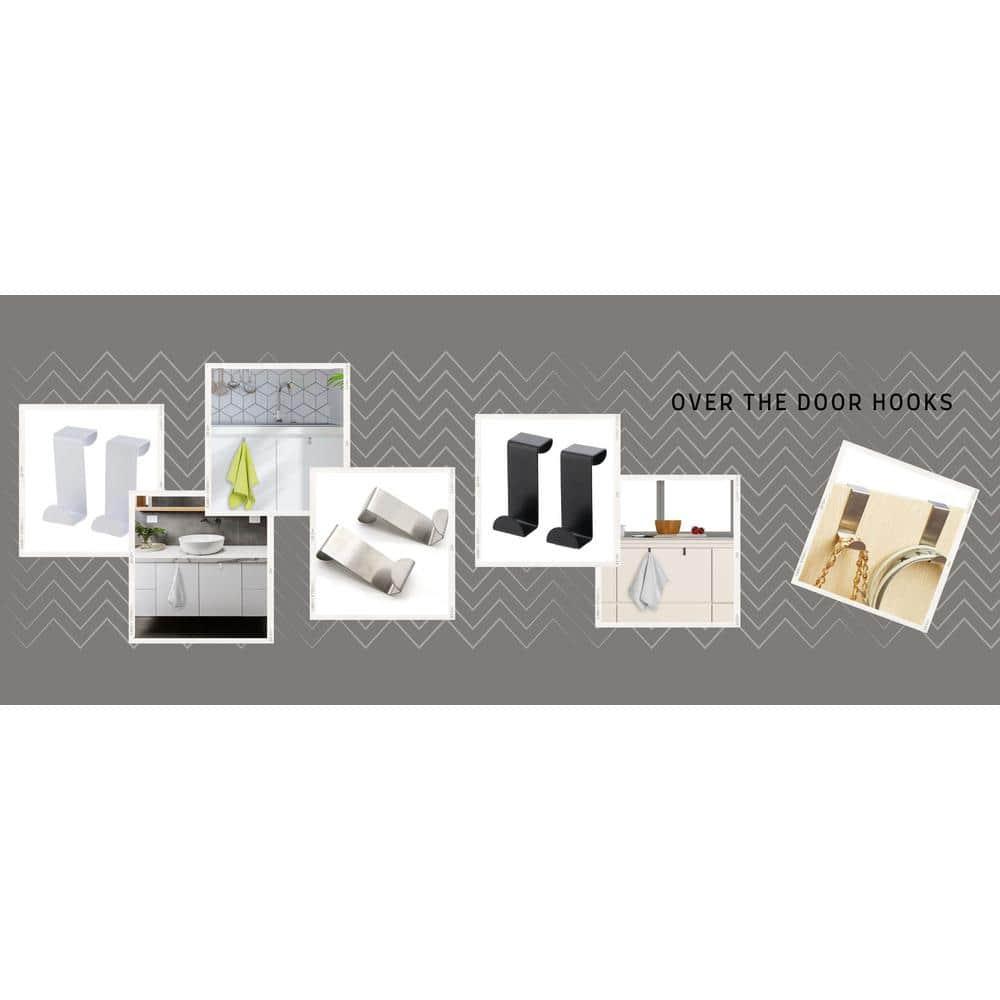 Over the Cabinet Door Single Hooks Set of 2 Brushed Stainless Steel