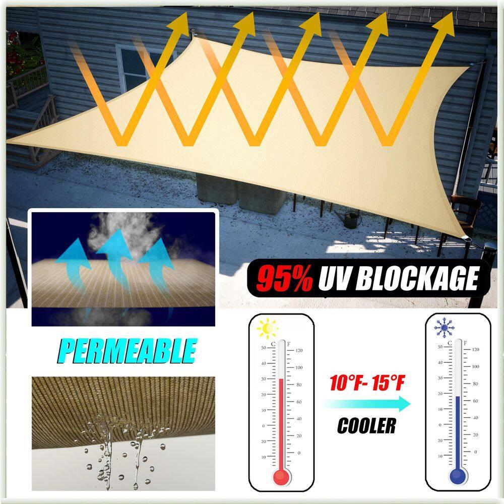 Turquoise 14x18 Rectangle Patio Sun Shade Sail with Hardware Kit