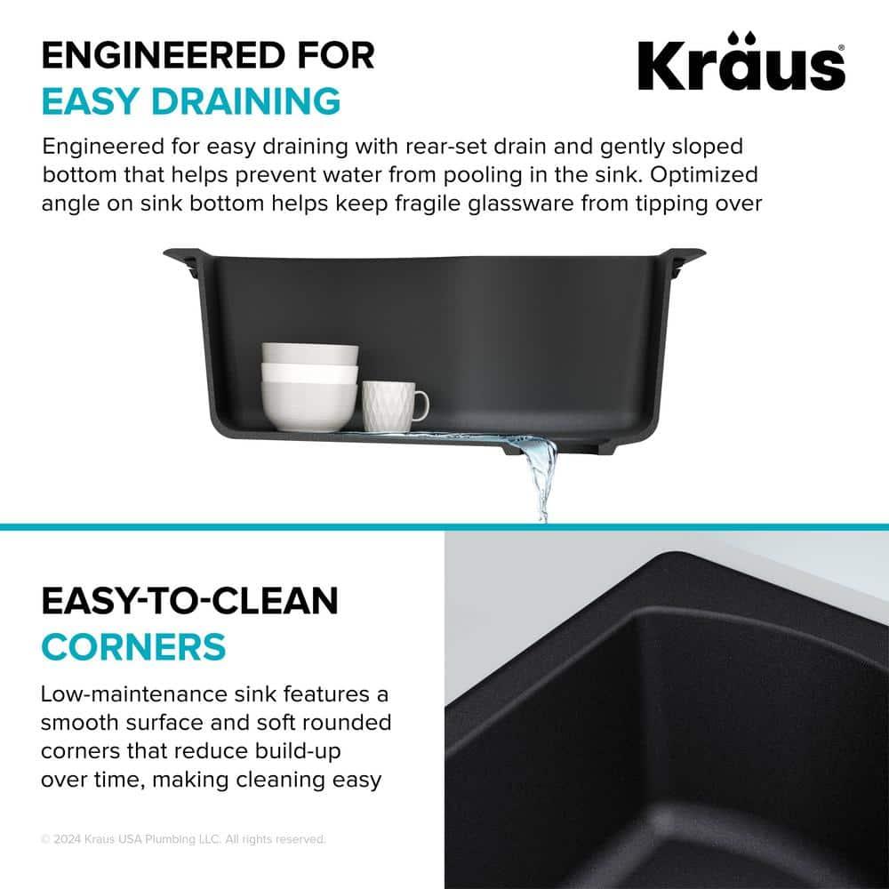 KRAUS Quarza™ 25" L Dual Mount Single Bowl Granite Kitchen Sink