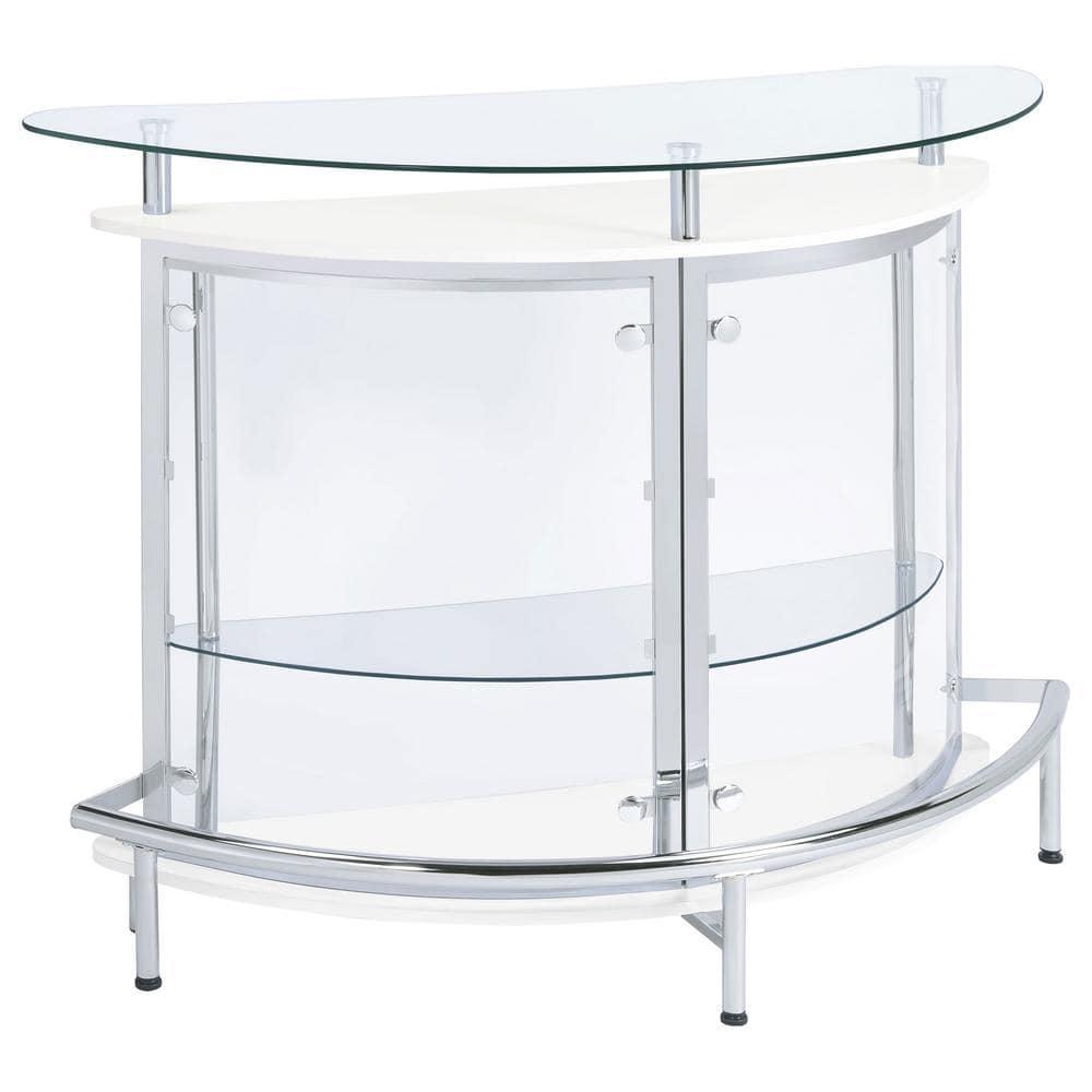 Coaster Amarillo Modern 2 Tier Home Bar Cabinet White/Chrome