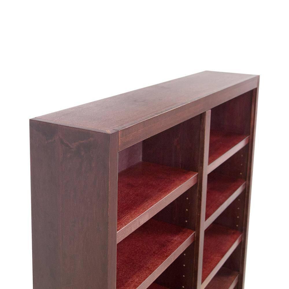 12 Shelf Double Wide Wood Bookcase, 84 inch Tall - Cherry Finish