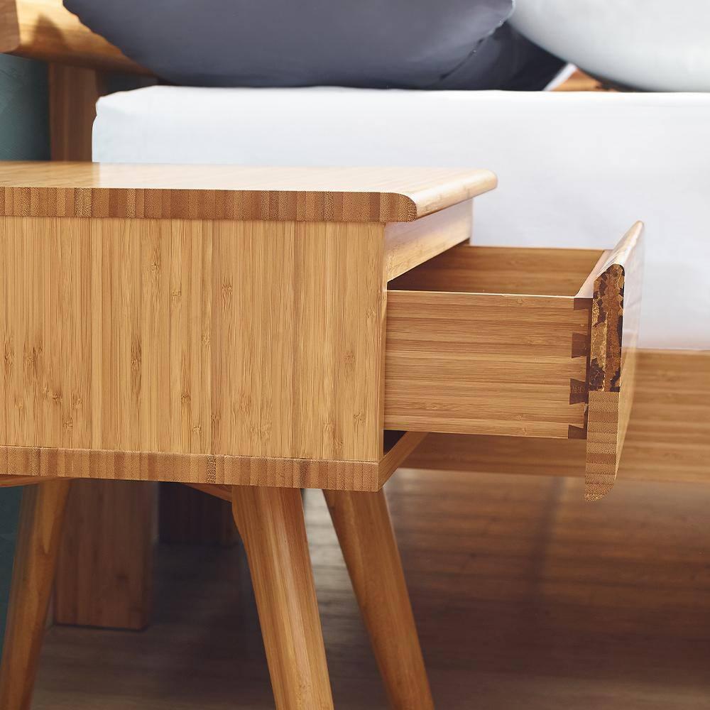 Azara Caramelized Bamboo Nightstand with Tiger Accents