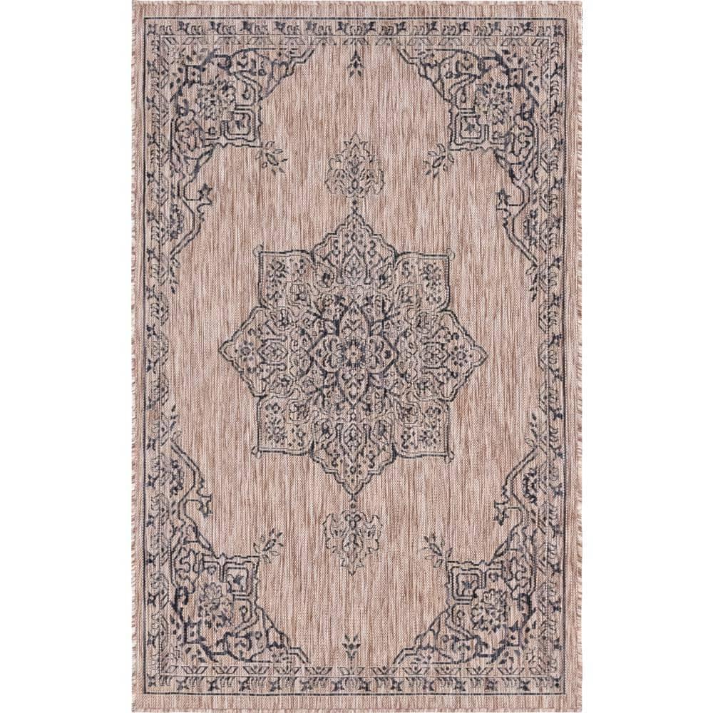 Unique Loom 8' 0 x 11' 4 Rectangle Indoor/Outdoor Traditional Beige Area Rug