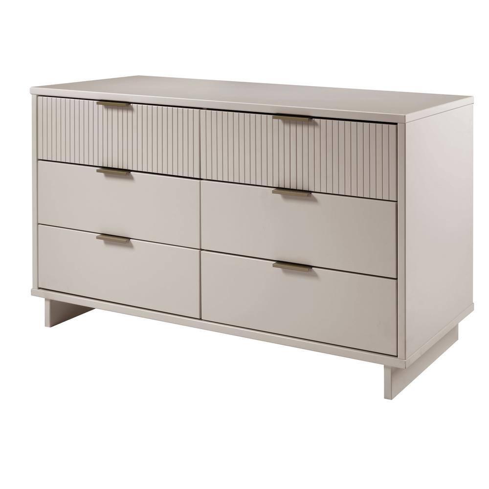 Manhattan Comfort Granville Modern 6 Drawer Double Wide Dresser Light Gray : Wood Frame, Spot Clean, Assembly Required