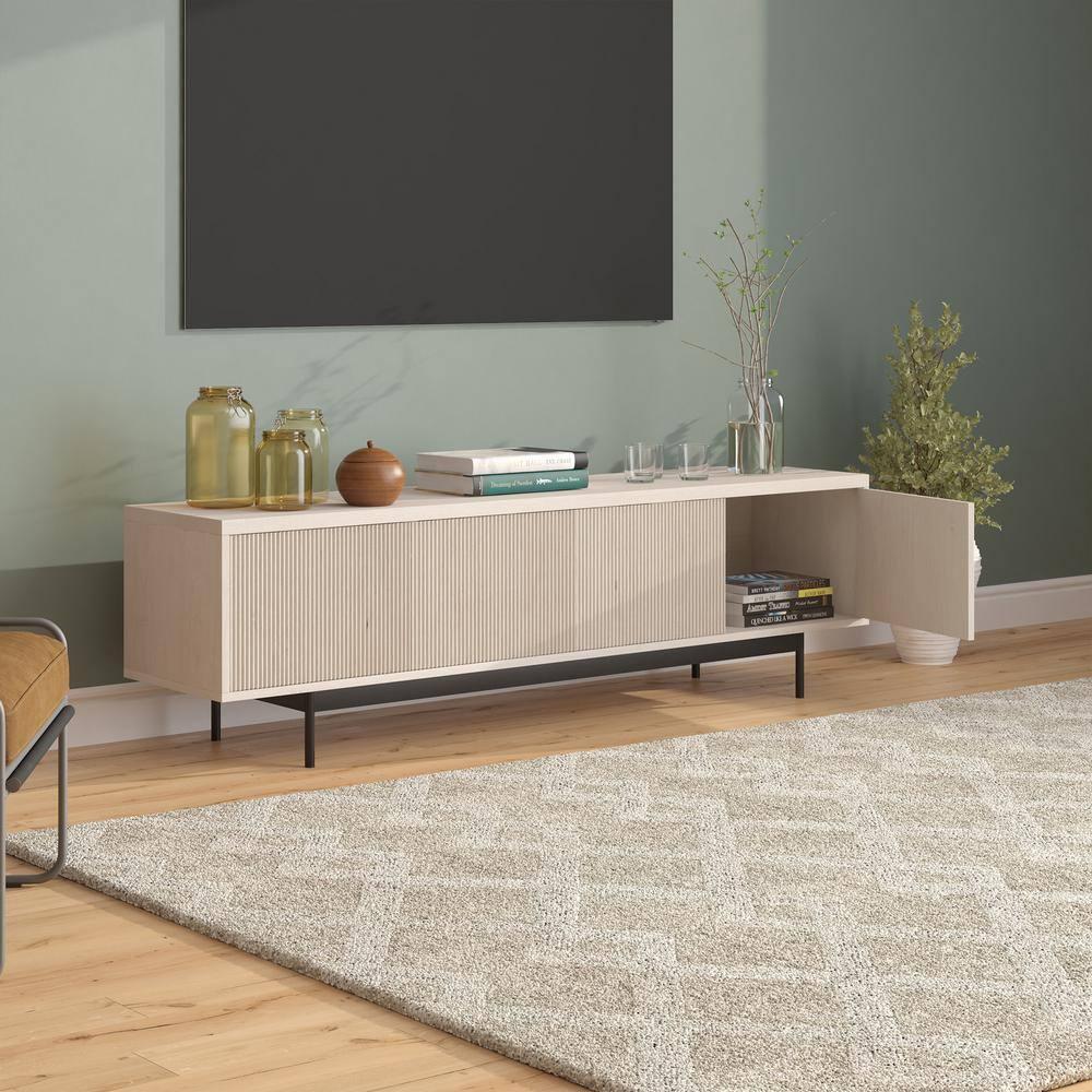 Evelyn&Zoe Whitman Rectangular TV Stand for TV's up to 75", Alder White
