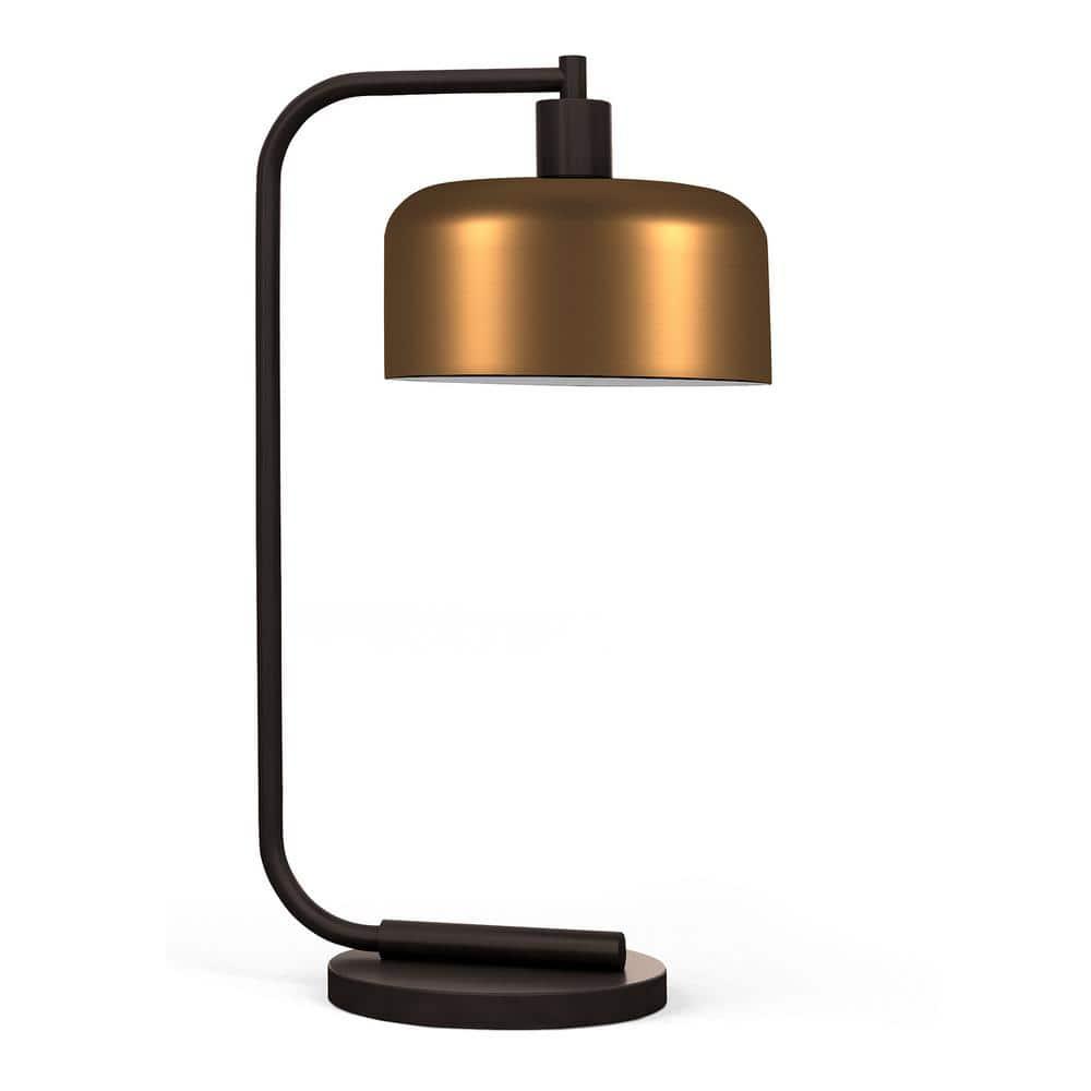 Evelyn&Zoe Mid-Century Modern Metal Table Lamp with Brass Shade