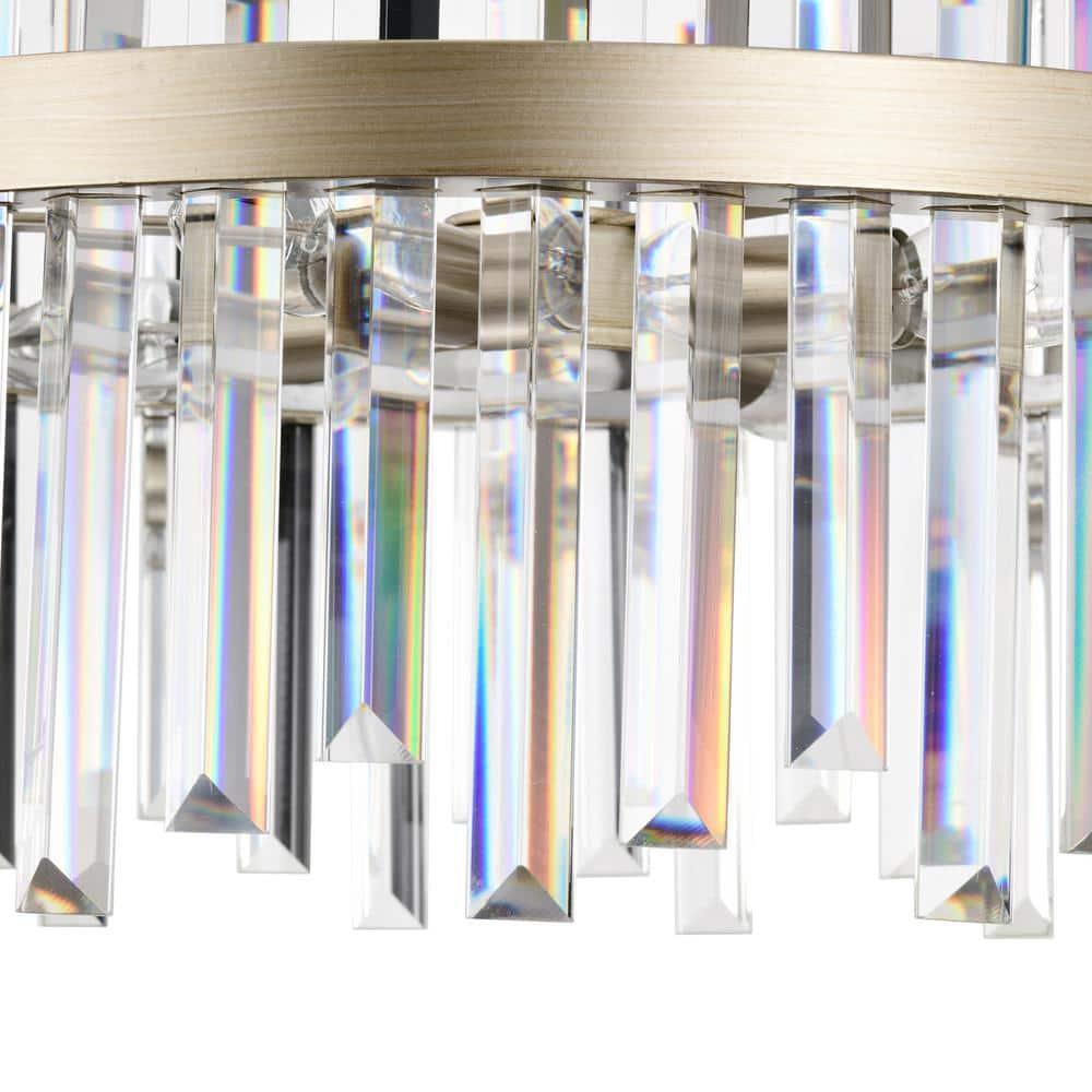 The Lighting Store Casandra Brushed Champagne Silver 5-light Drum Crystal Chandelier