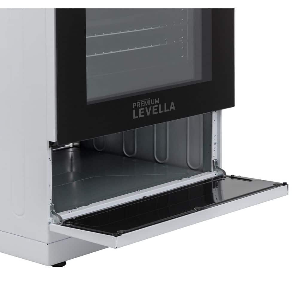 Premium Levella PREV2405VW 24" Vitroceramic Cooktop Electric Range with 4 Burners and 2.4 Cu. Ft. Single Convection Oven - White