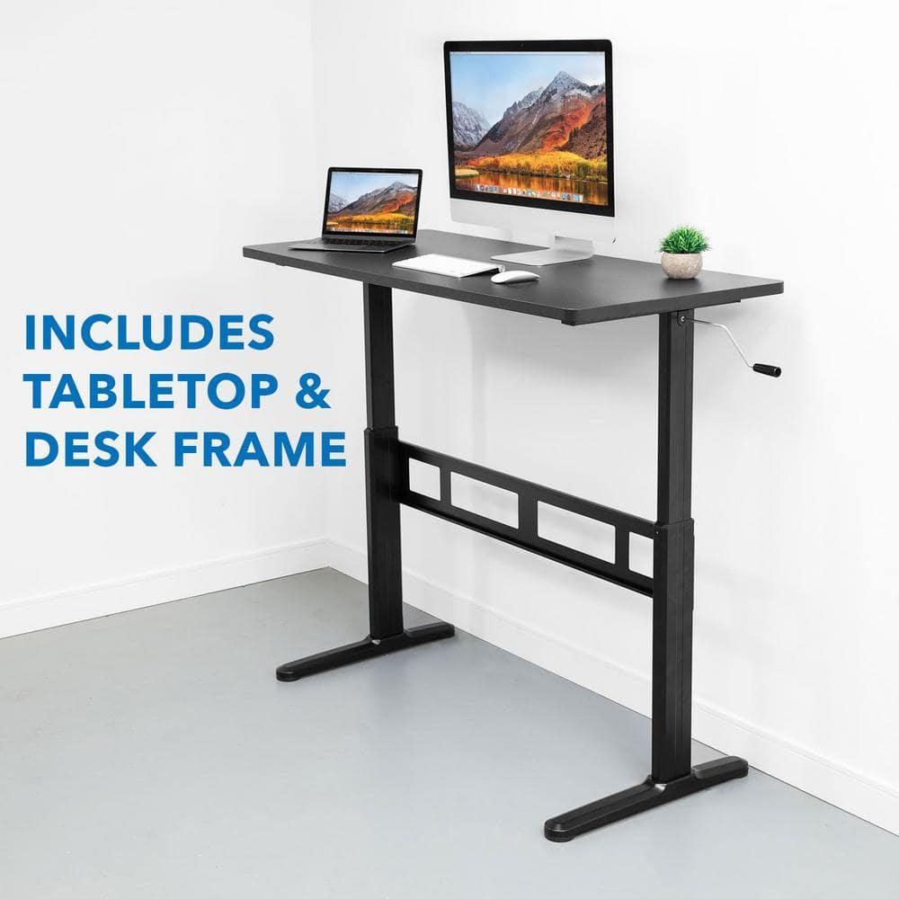 Mount-it Mount-It! Height Adjustable Hand Crank Sit-Stand Desk, Frame and Tabletop Included, 88 Lbs. Capacity