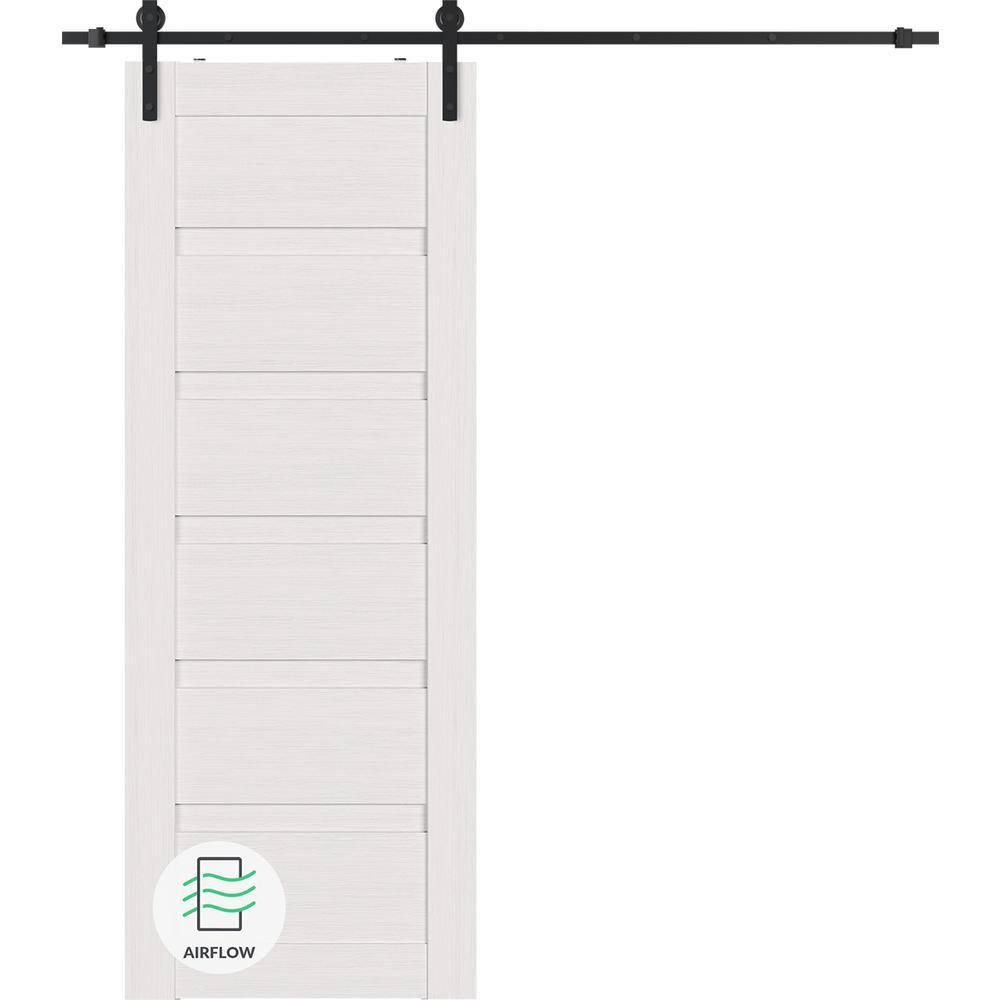 Belldinni Louver Solid + Manufactured Wood Paneled with Installation Hardware Kit Barn Door