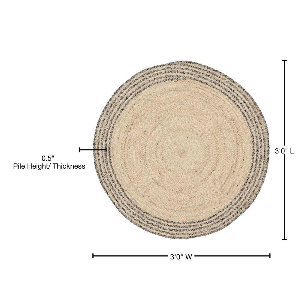 Cape Cod CAP204 Hand Woven Accent Rug - Ivory/Steel Grey - 3' Round - Safavieh.