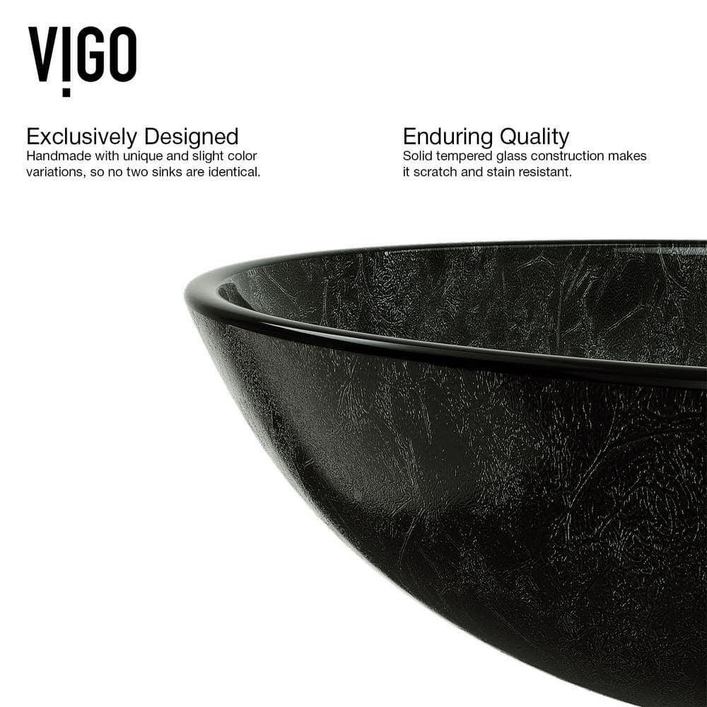 Giovanni Glass 17" L 17" W 6" H Round Vessel Bathroom Sink
