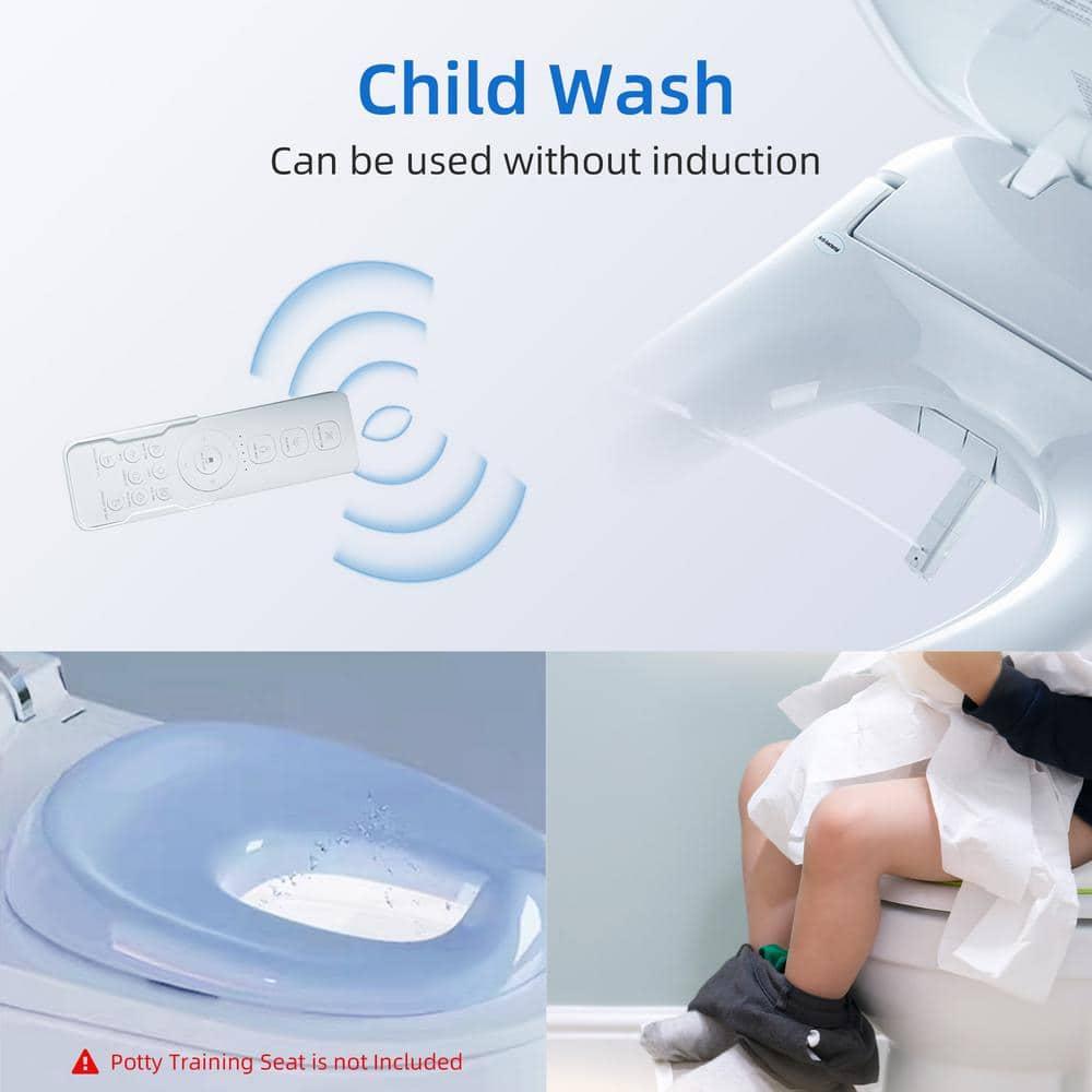 WoodBridge BID03 Smart Electric Bidet Seat: Auto Open/Close, Child Wash for Kids & Disabled via Wireless Remote, Heated Seat, Warm Water, Night Light & Deodorization