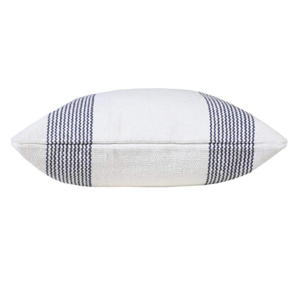Balanced Pale Blue & White 20" Square Pinstripe Cotton Throw Pillow