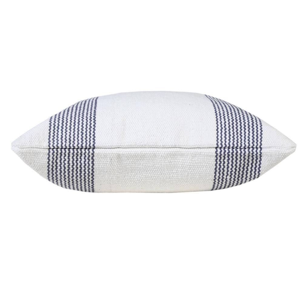 Balanced Pale Blue / White 20 in. x 20 in. Border Pinstripe Indoor Throw Pillow