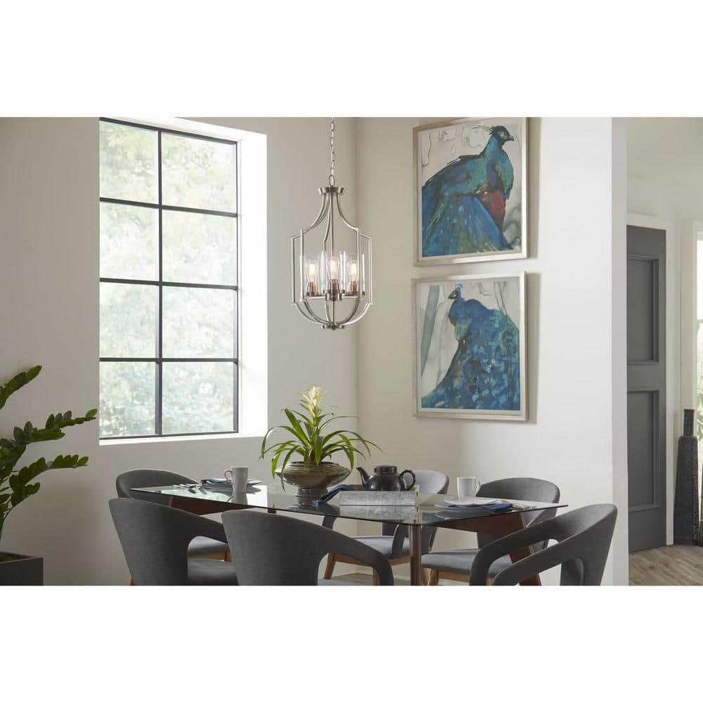 Progress Lighting Lassiter 3-Light Foyer Brushed Nickel Pendant with Clear Glass Shades