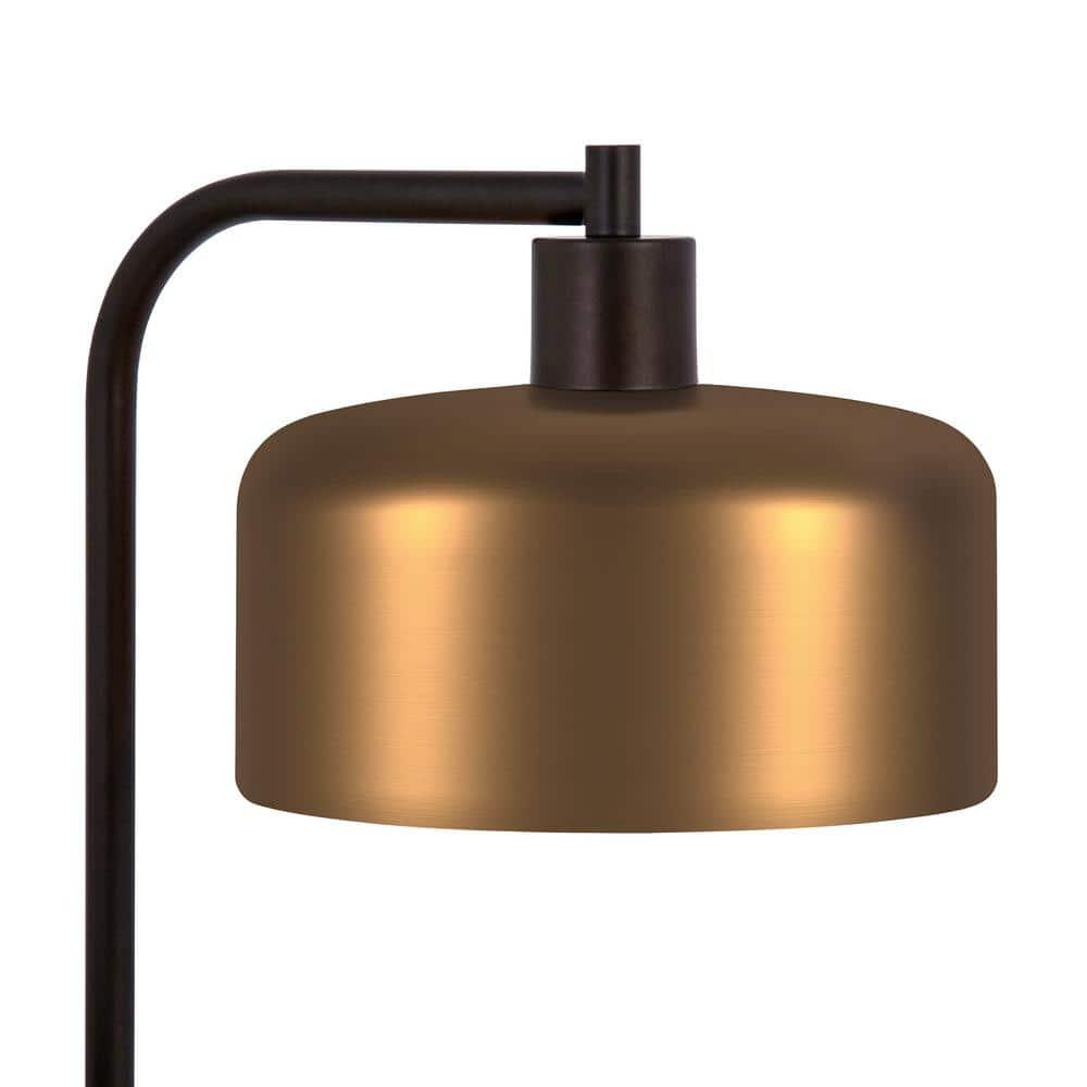 Evelyn&Zoe Mid-Century Modern Metal Table Lamp with Brass Shade