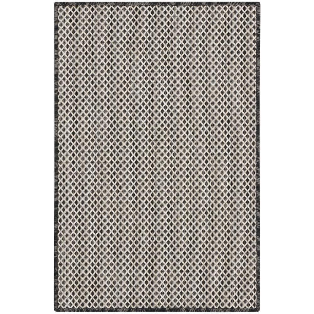 Nourison Courtyard COU01 Indoor/outdoor Area Rug - Ivory Charcoal 2' x 3'