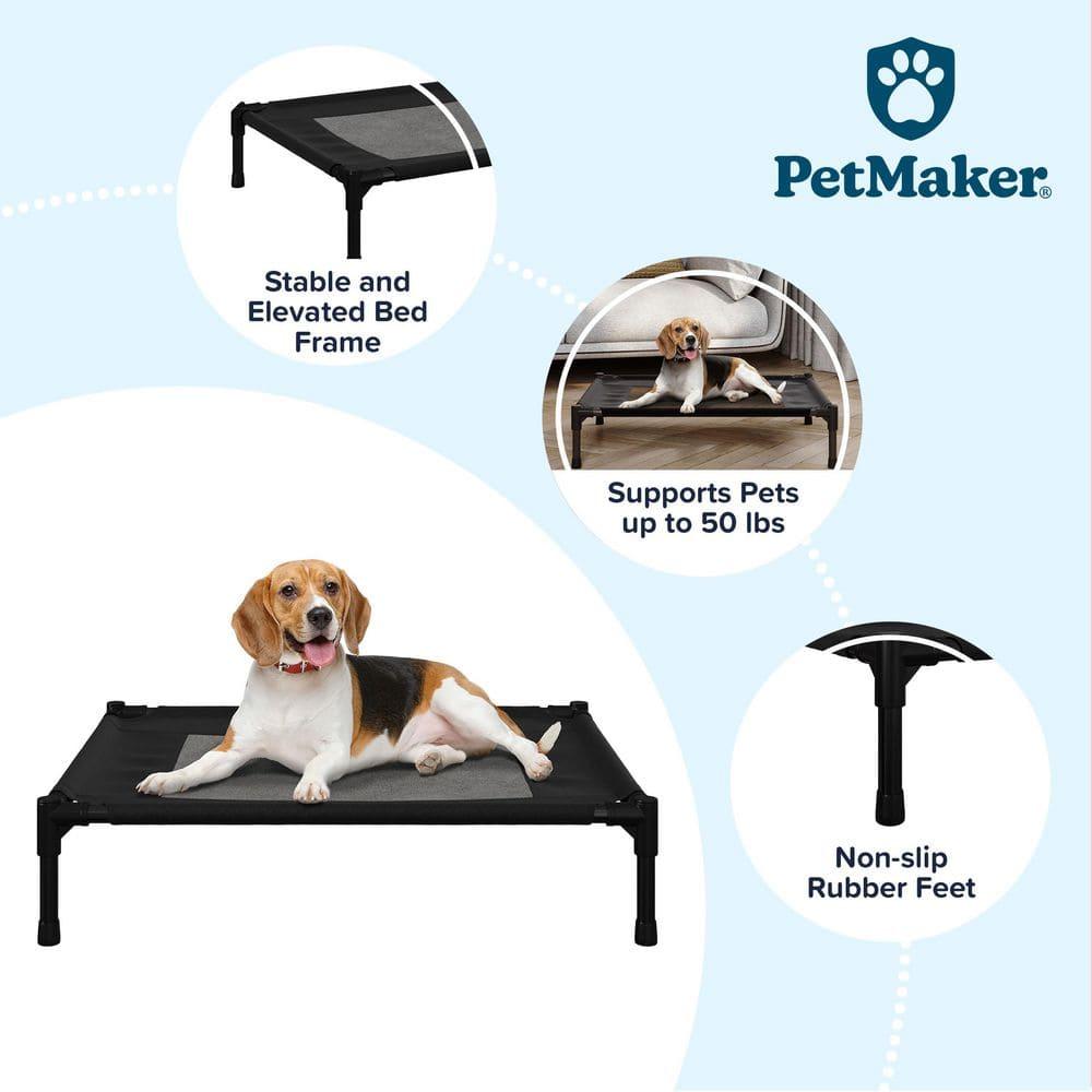 Petmaker PETMAKER 24.5x18.5-Inch Elevated Dog Bed, Black