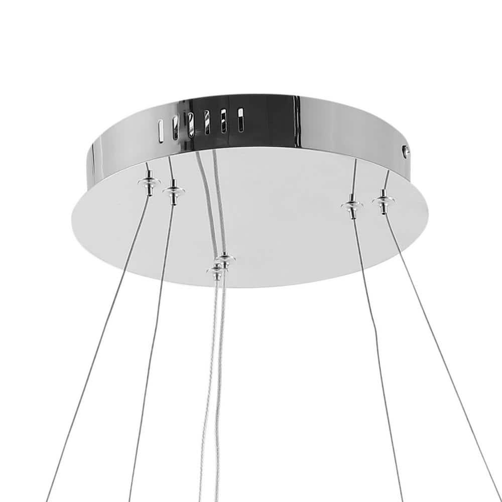 Brice 24″ 2-Light Modern Bohemian Iron Integrated LED Pendant, Chrome