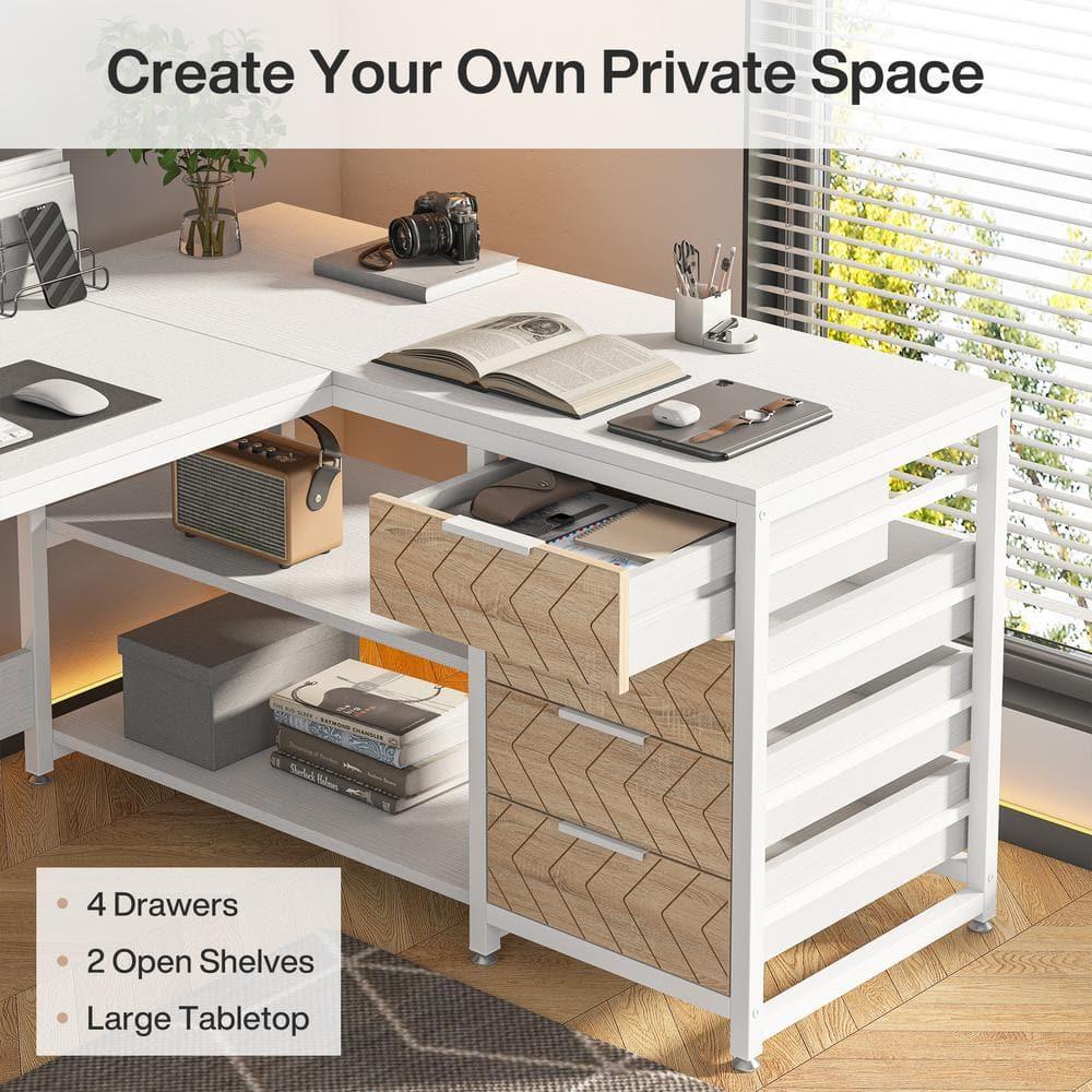 Tribesigns 59" L-Shaped Computer Desk, Reversible Corner Office Desk for Home Office, White