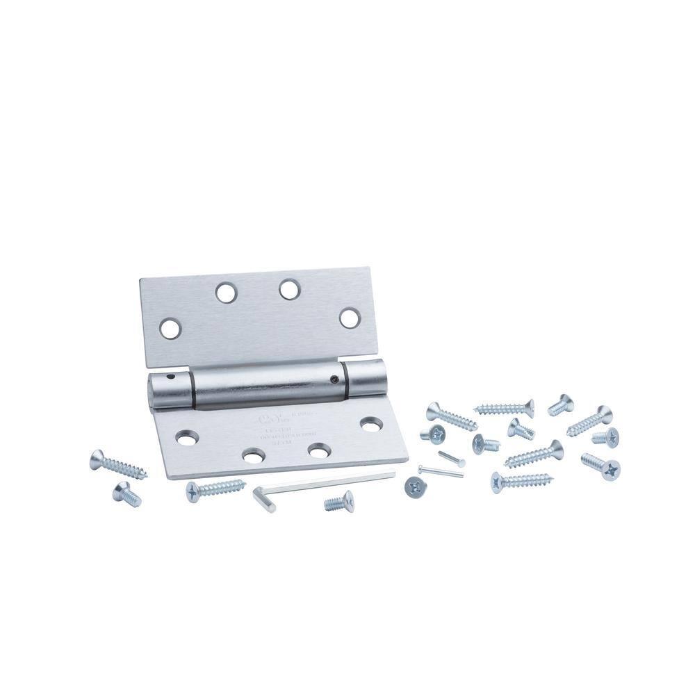Global Door Controls 4.5" x 4.5" in Satin Chrome Steel Spring Hinge (Set of 3)